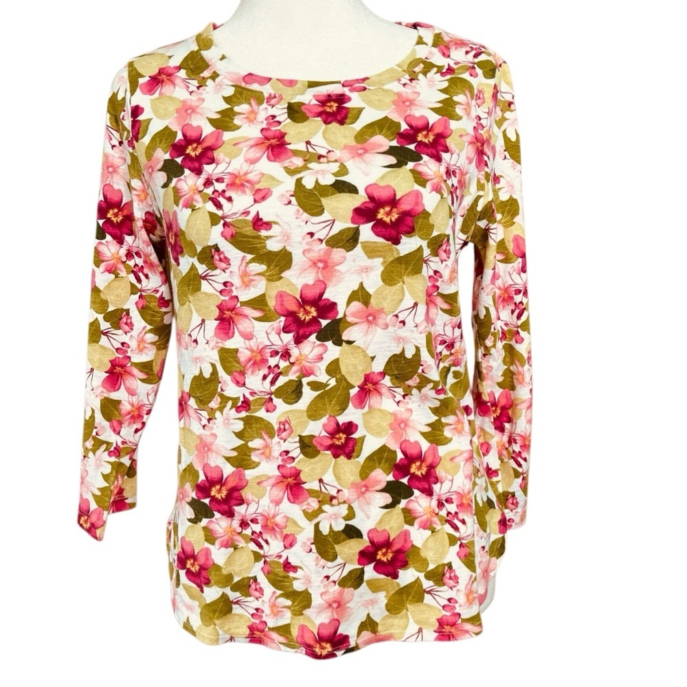 Tommy Bahama Cotton‎ Ashby Isles Heavenly Blooms 3/4 Sleeve T-shirt (Size XS)